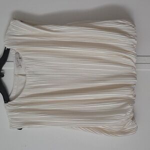 LOFT Cream Pleated Blouse